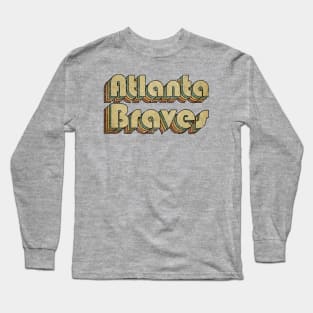 Atlanta Braves // Vintage Rainbow Typography Style // 70s Long Sleeve T-Shirt